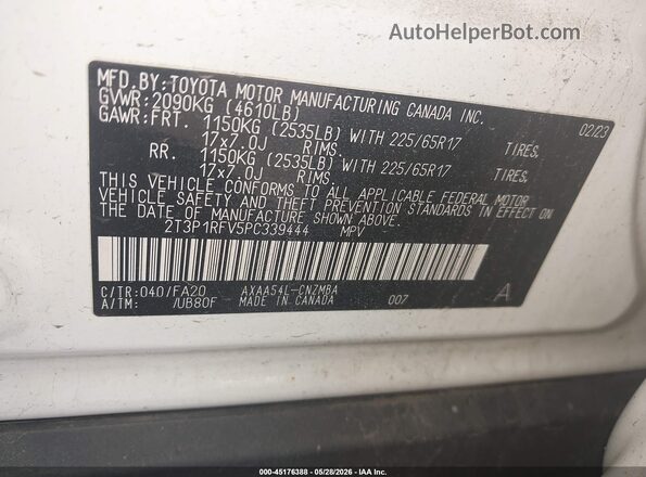 2T3P1RFV5PC339444 2023 TOYOTA RAV4 Белый Вид подкапотного пространства