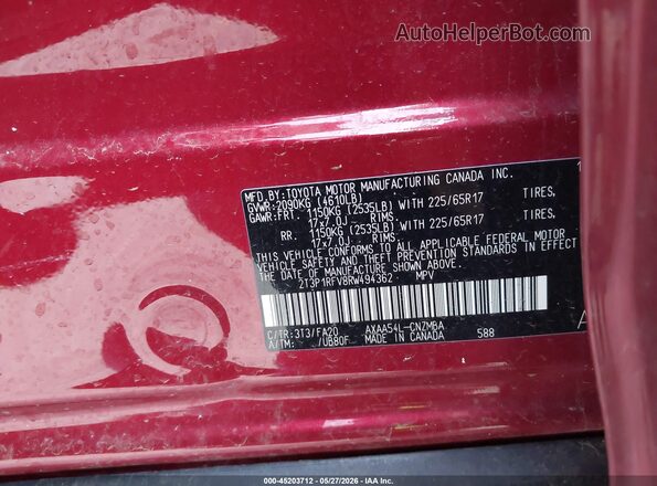 2T3P1RFV8RW494362 2024 TOYOTA RAV4 Red Widok komory silnika