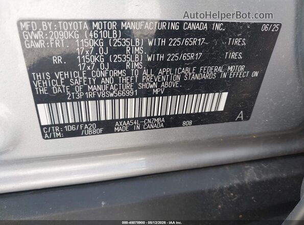 2T3P1RFV8SW566991 2025 TOYOTA LE Silver Вид підкапотного простору