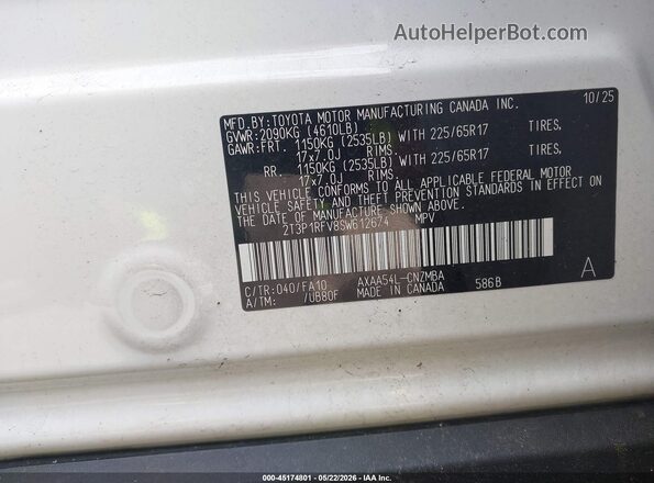 2T3P1RFV8SW612674 2025 TOYOTA RAV4 White Engine compartment view