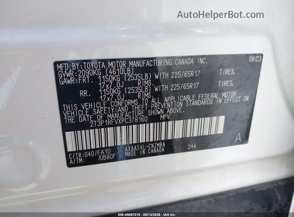2T3P1RFVXPC378160 2023 TOYOTA LE White Շարժիչի բաժամունքի տեսք