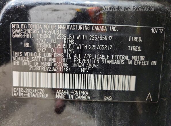 2T3RFREV2JW711484 2018 TOYOTA RAV4 Черный 