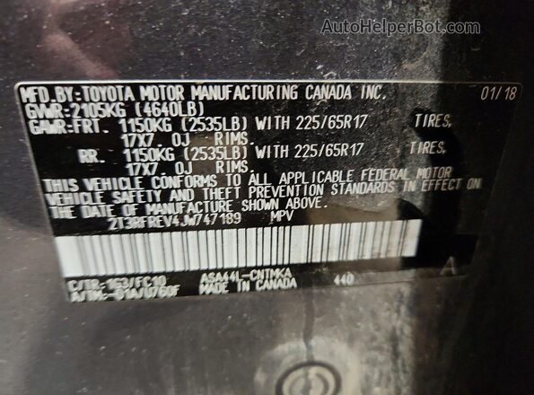2T3RFREV4JW747189 2018 TOYOTA LE Gray 360 interior view