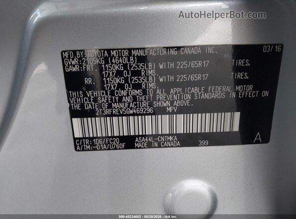 2T3RFREV5GW469296 2016 TOYOTA RAV4  