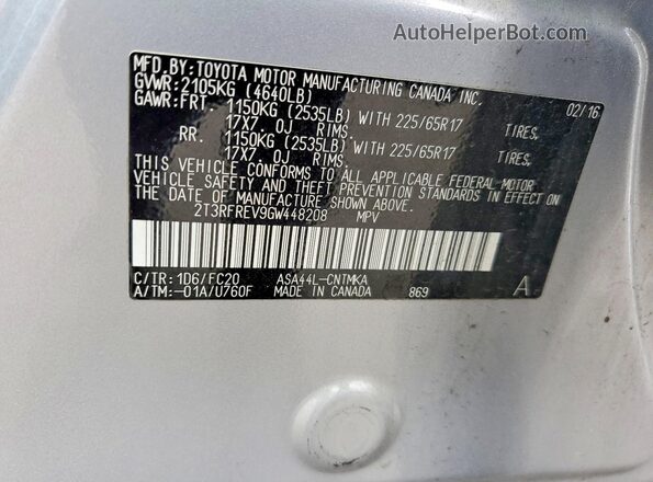2T3RFREV9GW448208 2016 TOYOTA RAV4 Silver 