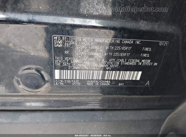 2T3RWRFV7MW128640 2021 TOYOTA RAV4 HYBRID Black 