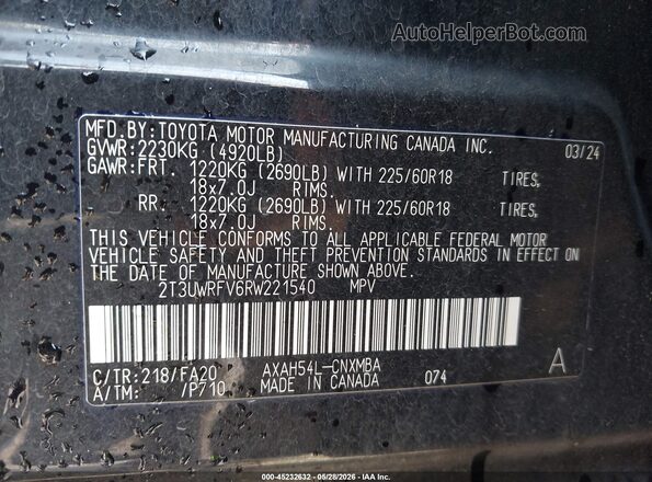 2T3UWRFV6RW221540 2024 TOYOTA RAV4 HYBRID Black 