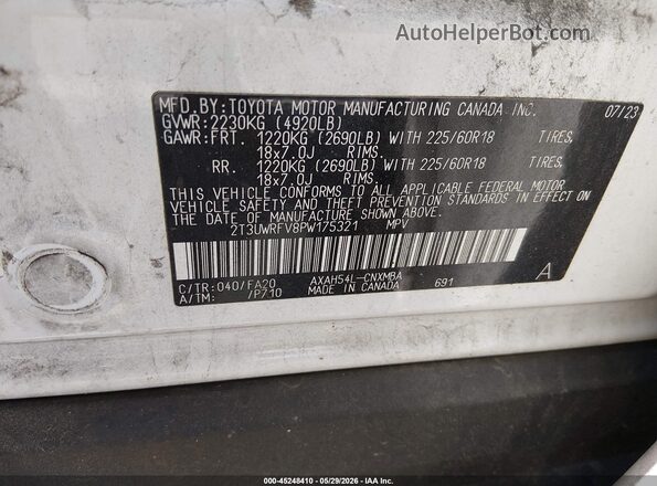 2T3UWRFV8PW175321 2023 TOYOTA RAV4 HYBRID White ძრავის განყოფილების ხედი