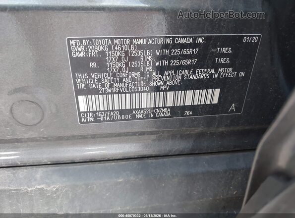 2T3W1RFV0LC053040 2020 TOYOTA LE Gray Widok komory silnika