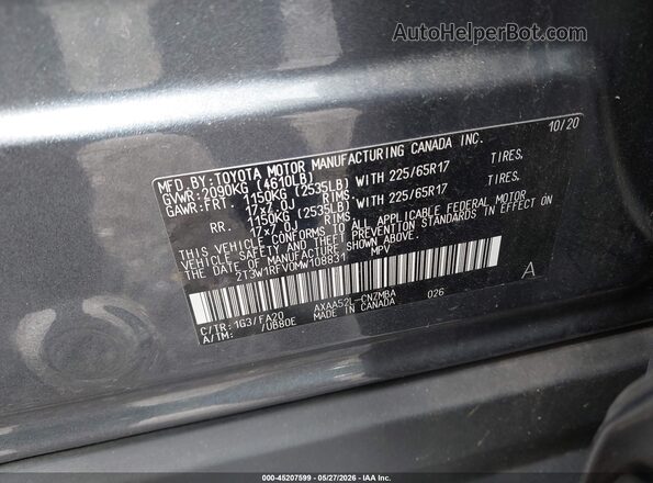 2T3W1RFV0MW108831 2021 TOYOTA RAV4 Gray Engine compartment view