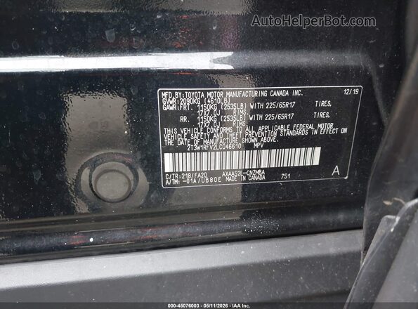 2T3W1RFV2LC046610 2020 TOYOTA LE Black 