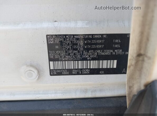 2T3W1RFV2PC243377 2023 TOYOTA LE White Շարժիչի բաժամունքի տեսք