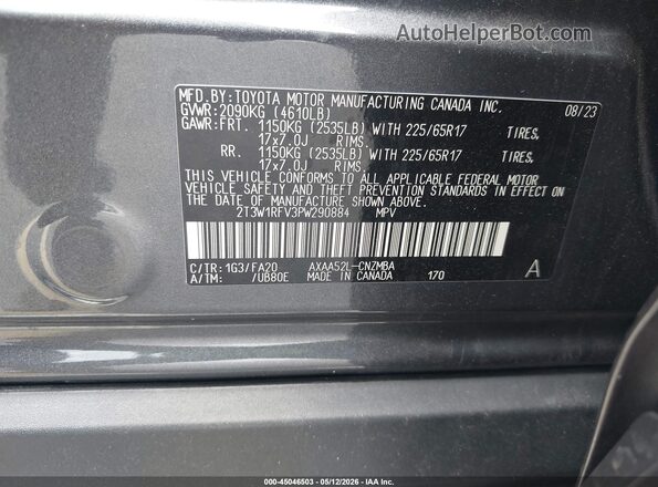 2T3W1RFV3PW290884 2023 TOYOTA LE Gray 