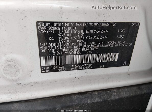 2T3W1RFV5PW268255 2023 TOYOTA RAV4 White 