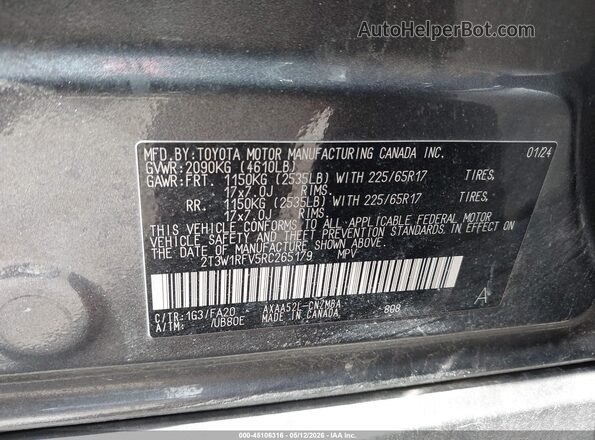 2T3W1RFV5RC265179 2024 TOYOTA LE Серый Вид подкапотного пространства