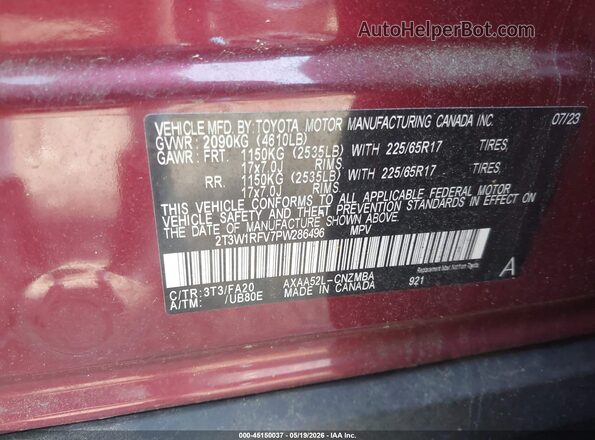 2T3W1RFV7PW286496 2023 TOYOTA RAV4 Red Engine compartment view