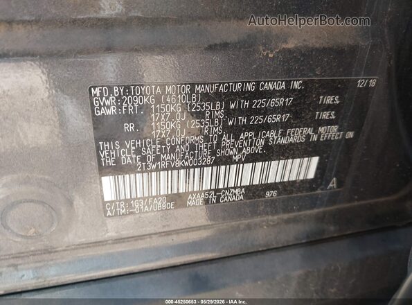2T3W1RFV8KW003287 2019 TOYOTA RAV4 Gray ძრავის განყოფილების ხედი