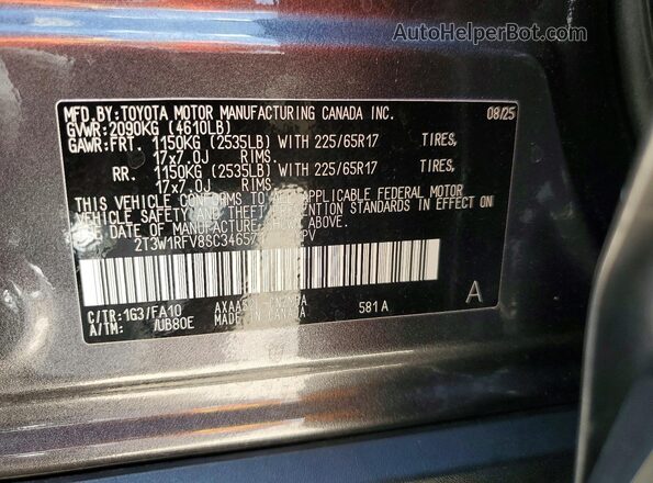 2T3W1RFV8SC346571 2025 TOYOTA RAV4 Gray Vista del compartimento del motor
