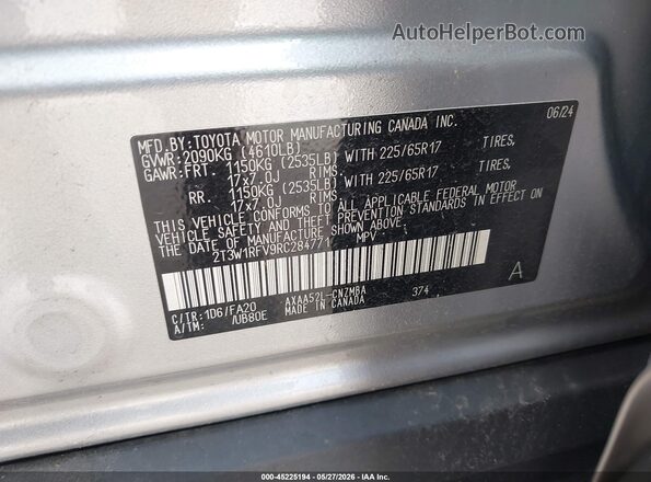 2T3W1RFV9RC284771 2024 TOYOTA RAV4 Silver ძრავის განყოფილების ხედი