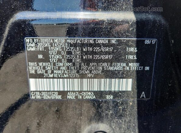 2T3WFREV3JW412315 2018 TOYOTA RAV4 Black 360 interior view