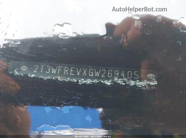2T3WFREVXGW269405 2016 TOYOTA RAV4 White Вид підкапотного простору