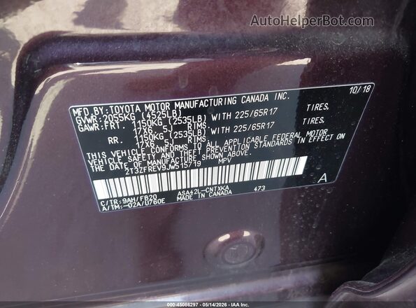 2T3ZFREV9JW515719 2018 TOYOTA LE Gray Widok komory silnika