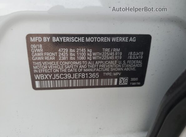WBXYJ5C39JEF81365 2018 BMW X2 White 