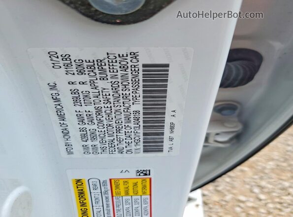 1HGCV1F13LA048158 2020 HONDA ACCORD White 