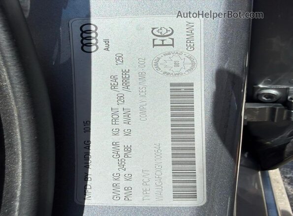 WAUJGAFCXGN100544 2016 AUDI A6 Gray Vista interior trasera