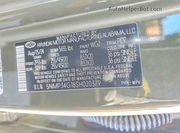 5NMP34G18SH020379 2025 HYUNDAI SANTA Green სალონის 360-გრადუსიანი ხედი