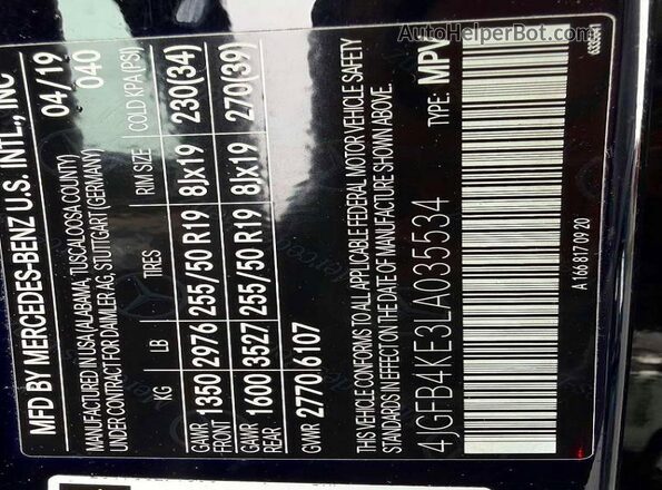 4JGFB4KE3LA035534 2020 MERCEDES-BENZ GLE Black 