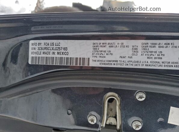 3C6UR5CLXLG257183 2020 RAM 2500 Black 
