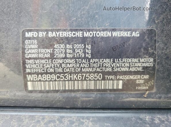 WBA8B9C53HK675850 2017 BMW 7 SERIES Gray 