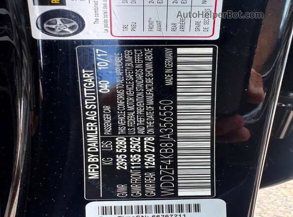 WDDZF4KB8JA356550 2018 MERCEDES-BENZ E Black Vista interior de 360 grados