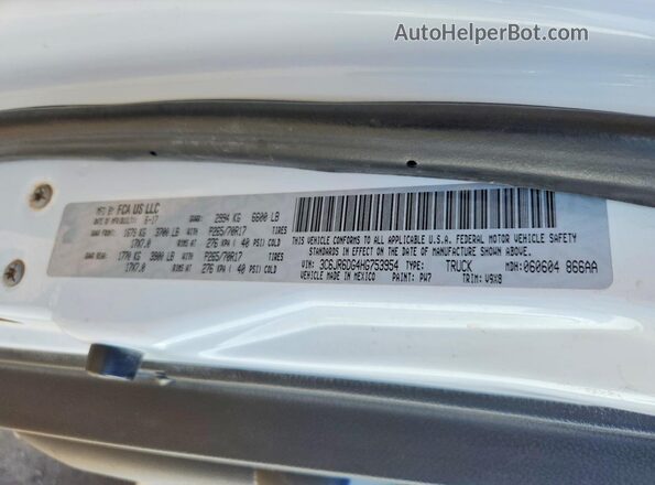 3C6JR6DG4HG753954 2017 RAM 1500 White 