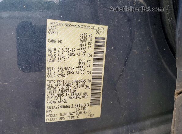 5N1AZ2MH6HN150100 2017 NISSAN MURANO Blue 