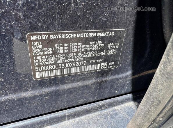 5UXKR0C56J0X92077 2018 BMW X5 Black 