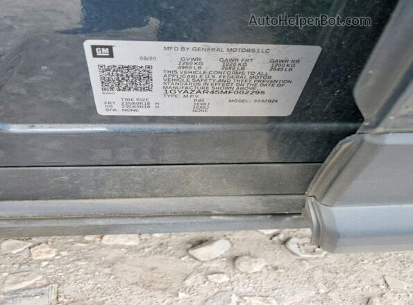 1GYAZAR45MF002295 2021 CADILLAC XT4 Серый Вид наклейки с VIN-кодом