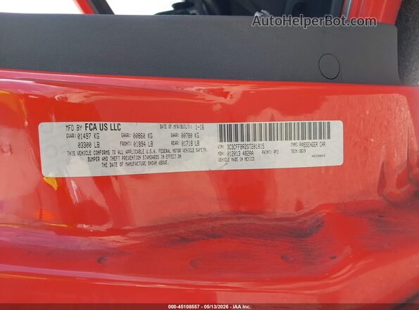 3C3CFFBR2GT201815 2016 FIAT 500 Orange Вид підкапотного простору