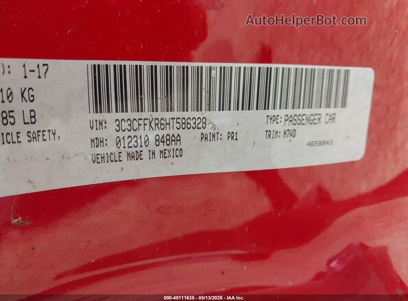 3C3CFFKR6HT586328 2017 FIAT 500 Red Շարժիչի բաժամունքի տեսք