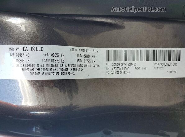 3C3CFFKR7HT694411 2017 FIAT 500 Gray Շարժիչի բաժամունքի տեսք
