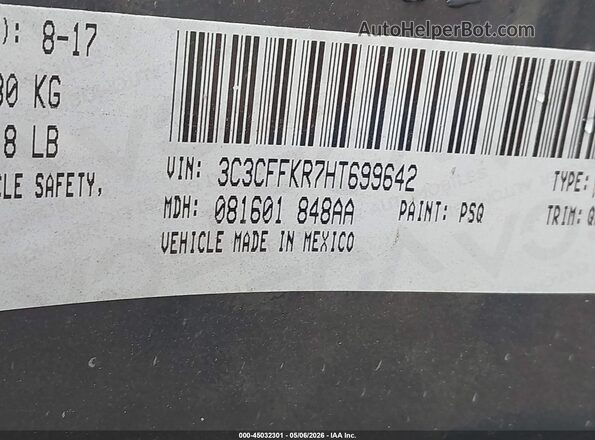 3C3CFFKR7HT699642 2017 FIAT 500 Серый Вид подкапотного пространства