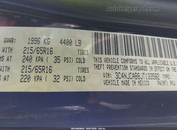 3C4NJCAB8JT133582 2018 JEEP COMPASS Black Вид підкапотного простору
