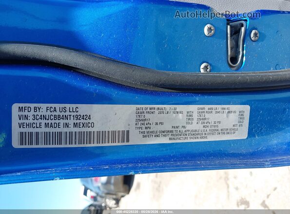 3C4NJCBB4NT192424 2022 JEEP COMPASS Light Blue Engine compartment view