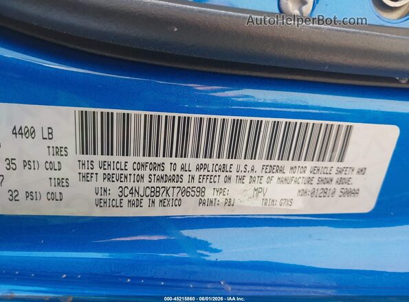 3C4NJCBB7KT706598 2019 JEEP COMPASS Blue 