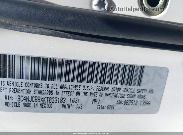 3C4NJCBBXKT833183 2019 JEEP COMPASS White 