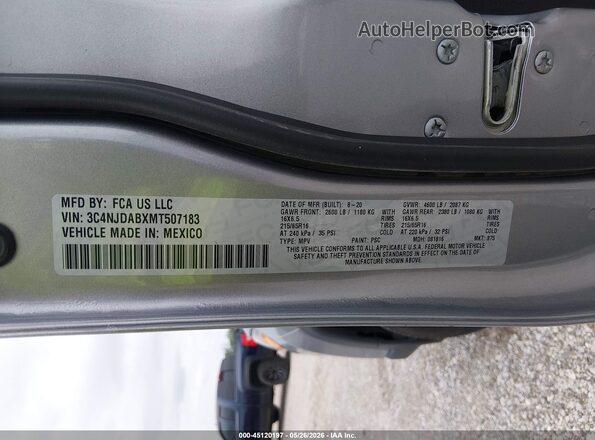 3C4NJDABXMT507183 2021 JEEP COMPASS Silver Engine compartment view