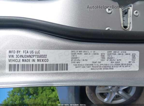 3C4NJDAN2PT558322 2023 JEEP COMPASS Silver Вид підкапотного простору