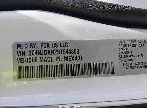 3C4NJDAN2ST544803 2025 JEEP COMPASS White 