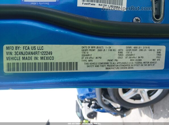 3C4NJDAN4RT122249 2024 JEEP COMPASS Blue Engine compartment view